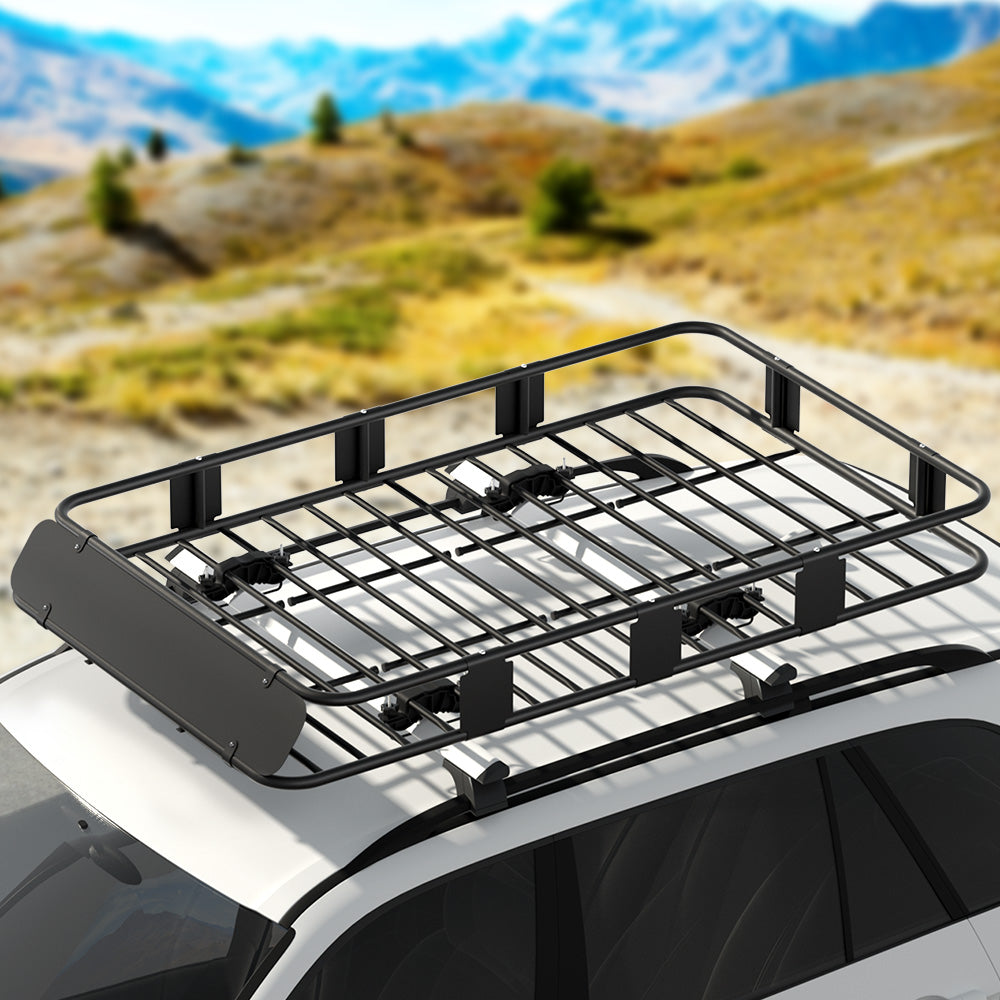 Marlook Universal Car Roof Rack Basket Luggage Vehicle Cargo Carrier 160cm Black