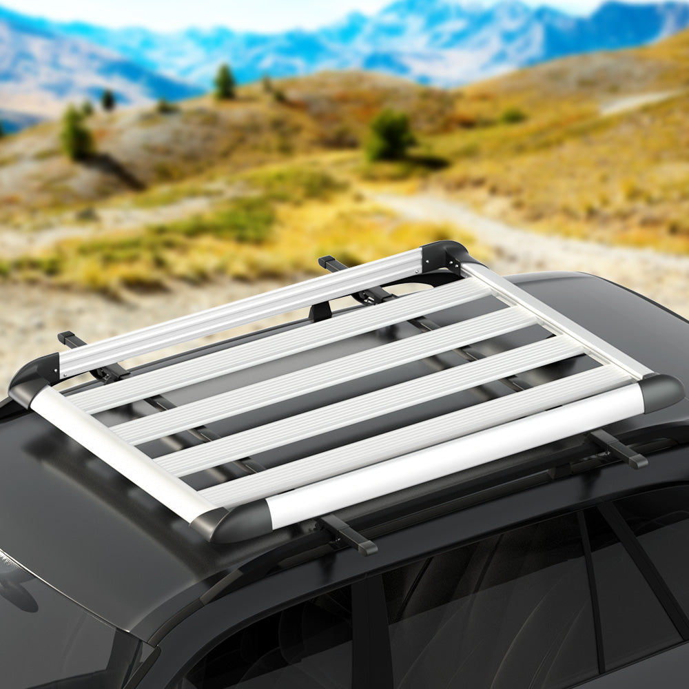Marlook Universal Car Roof Rack Basket Luggage Vehicle Cargo Carrier 140cm Silver