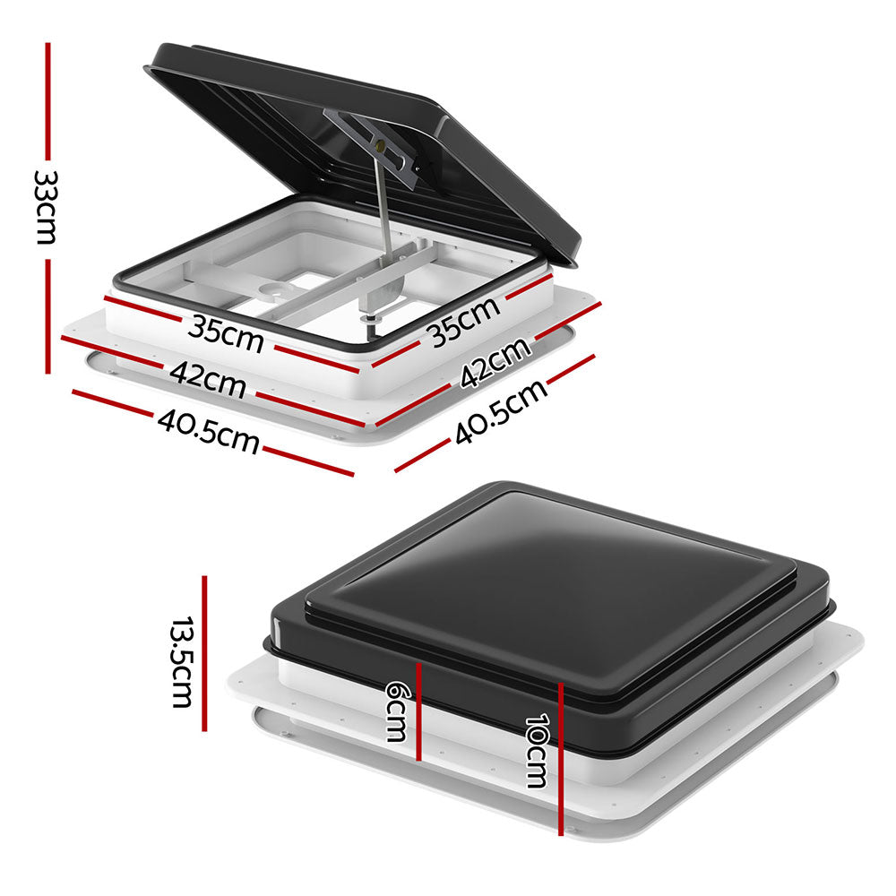 Marlook Marlook Roof Vent Hatch RV Skylight Motorhome Camper 350x350mm Black