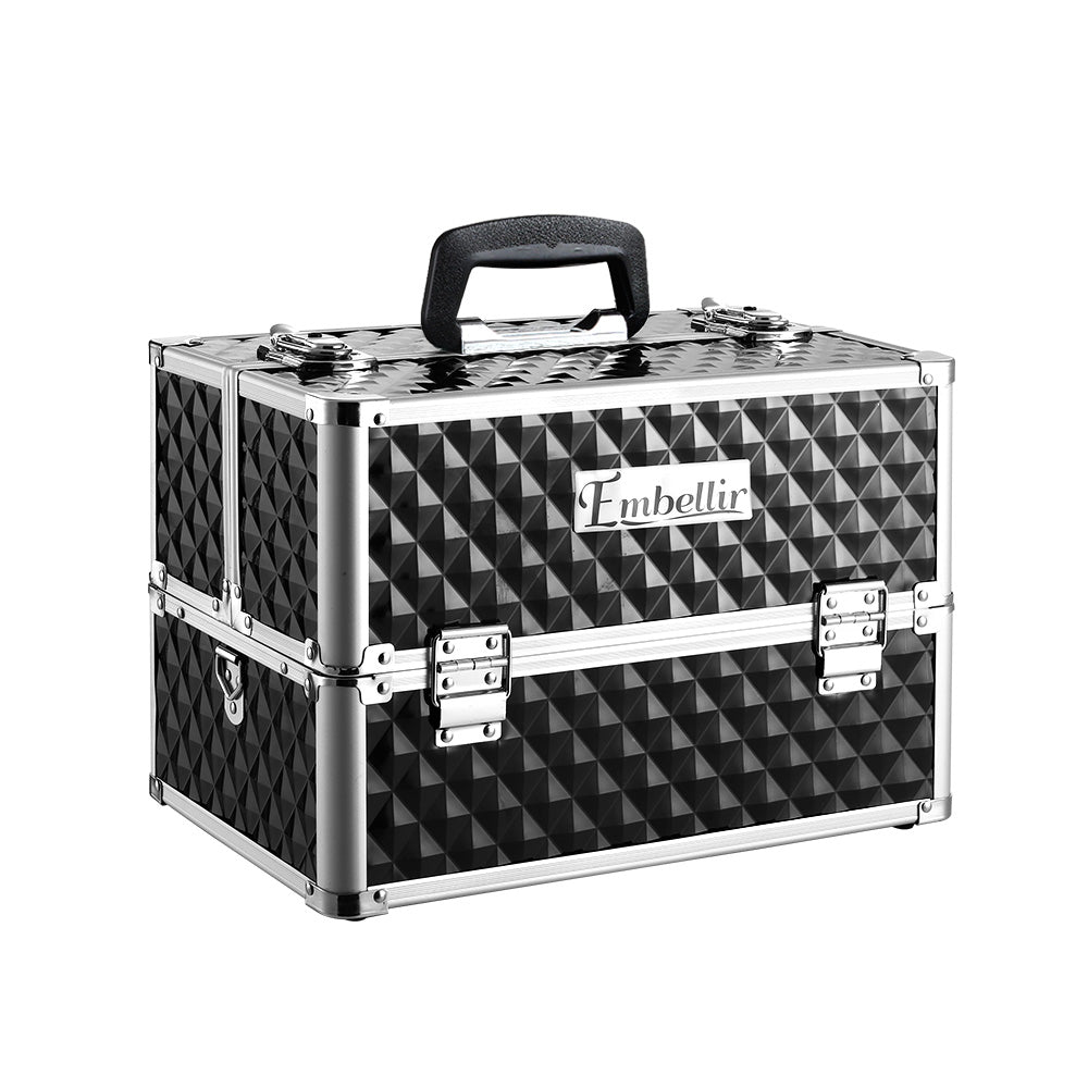 Marlook Portable Cosmetic Beauty Makeup Case - Diamond Black