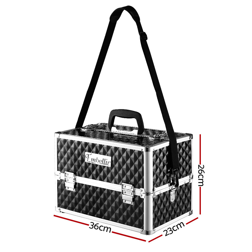 Marlook Portable Cosmetic Beauty Makeup Case - Diamond Black