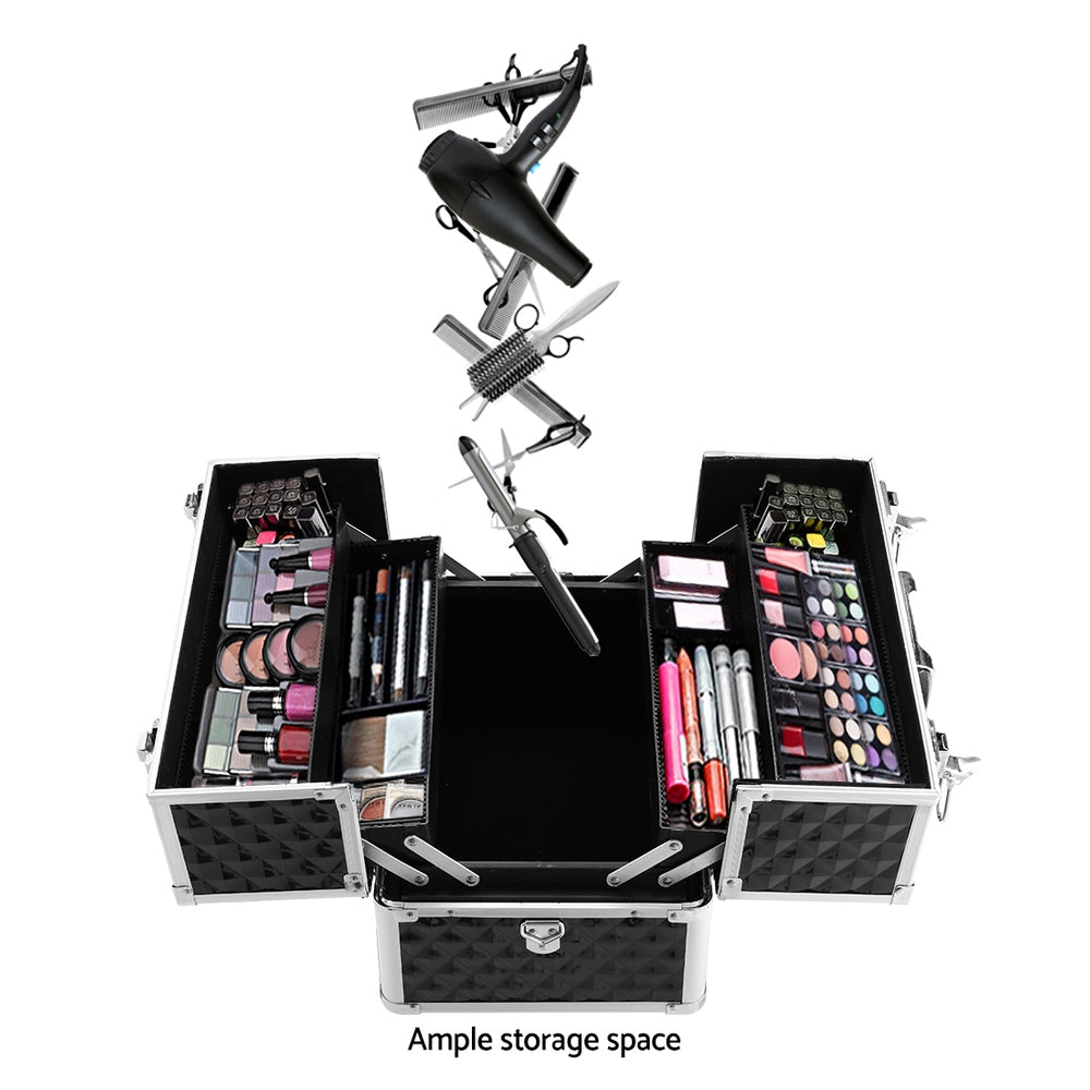 Marlook Portable Cosmetic Beauty Makeup Case - Diamond Black