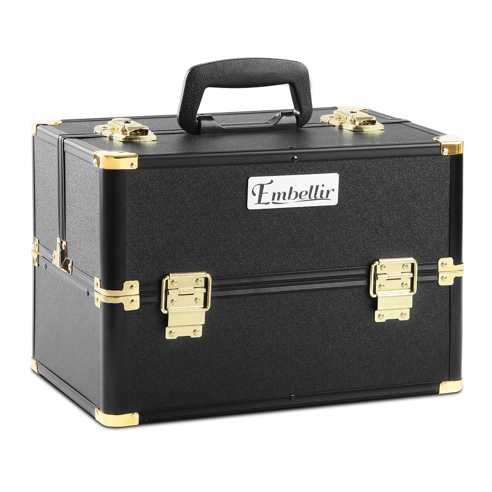 Marlook Portable Cosmetic Beauty Makeup Case - Black & Gold
