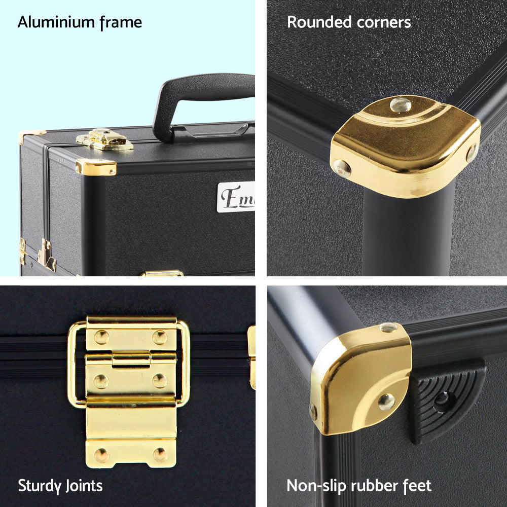 Marlook Portable Cosmetic Beauty Makeup Case - Black & Gold