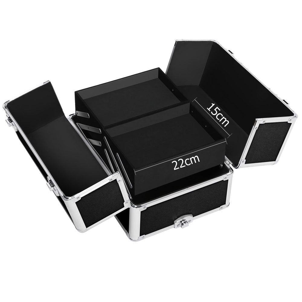 Marlook Makeup Case Beauty Trolley Cosmetic Organiser Box Travel Wheels Black
