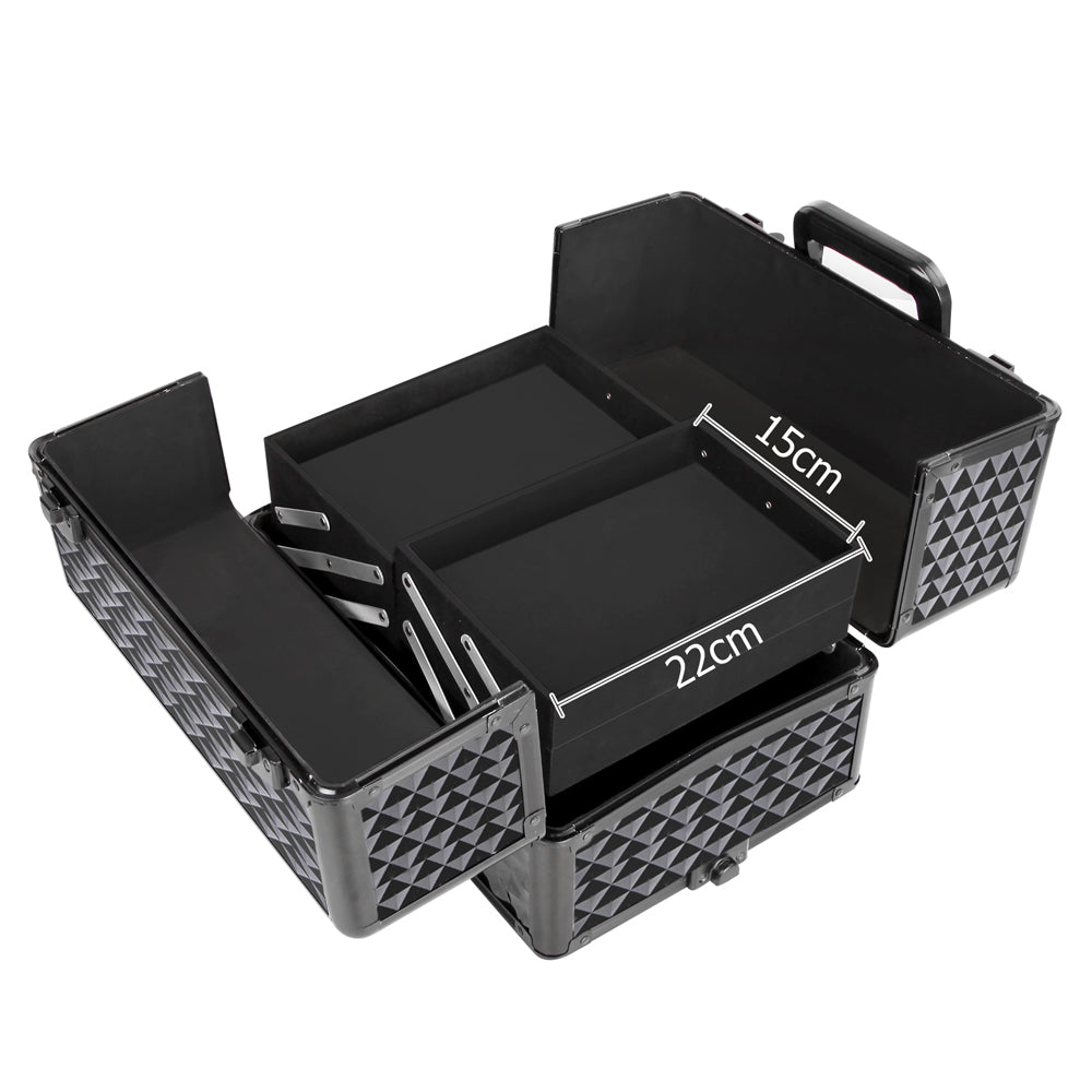Marlook Makeup Case Beauty Trolley Cosmetic Organiser Box Travel Wheels Diamond