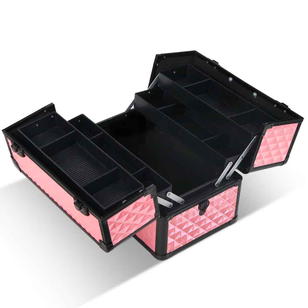Marlook Portable Cosmetic Beauty Makeup Case - Diamond Pink