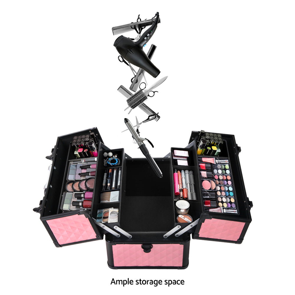 Marlook Portable Cosmetic Beauty Makeup Case - Diamond Pink