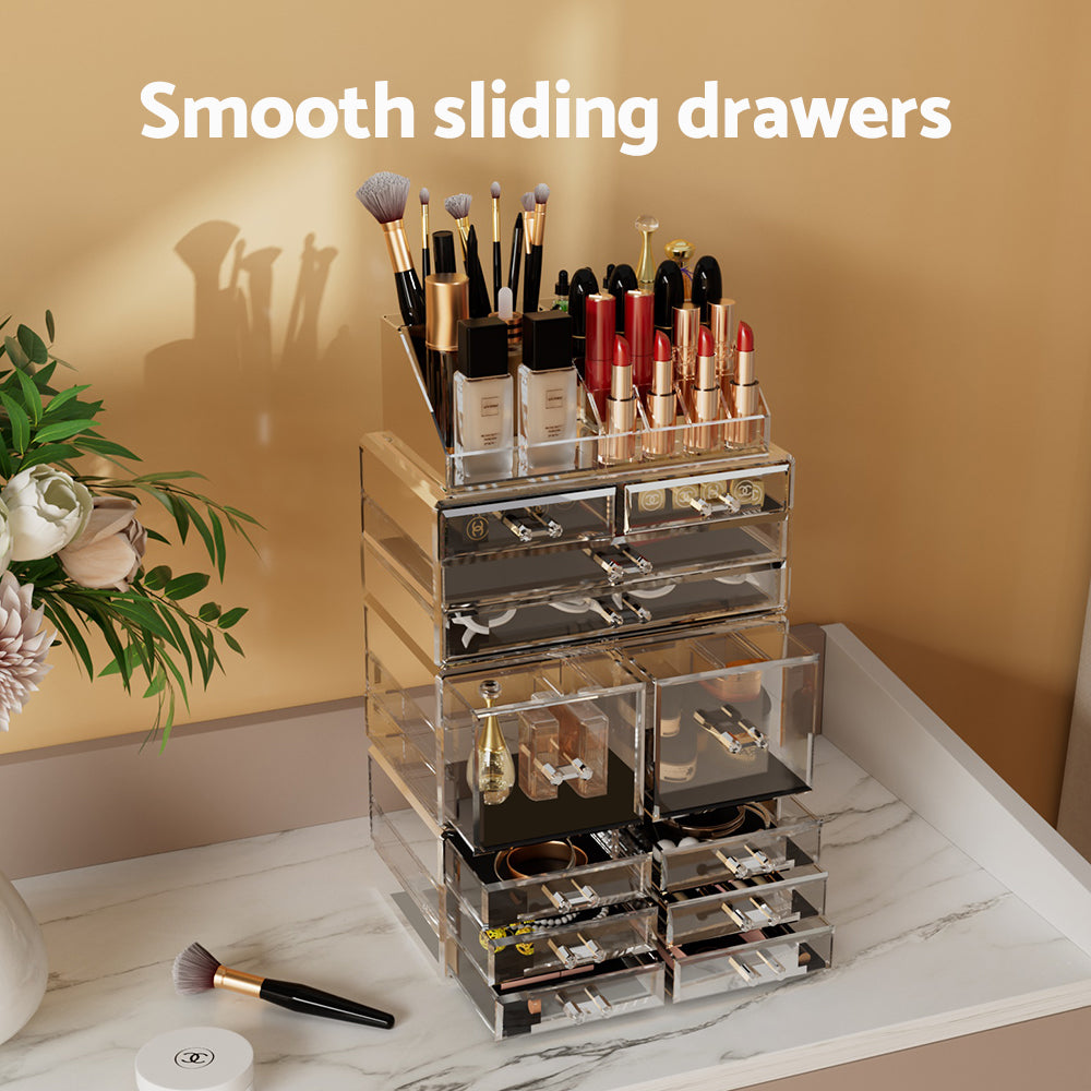 Marlook Makeup Case Acrylic Cosmetic Organizer Storage Box Jewellery Holder
