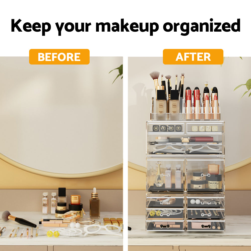 Marlook Makeup Case Acrylic Cosmetic Organizer Storage Box Jewellery Holder