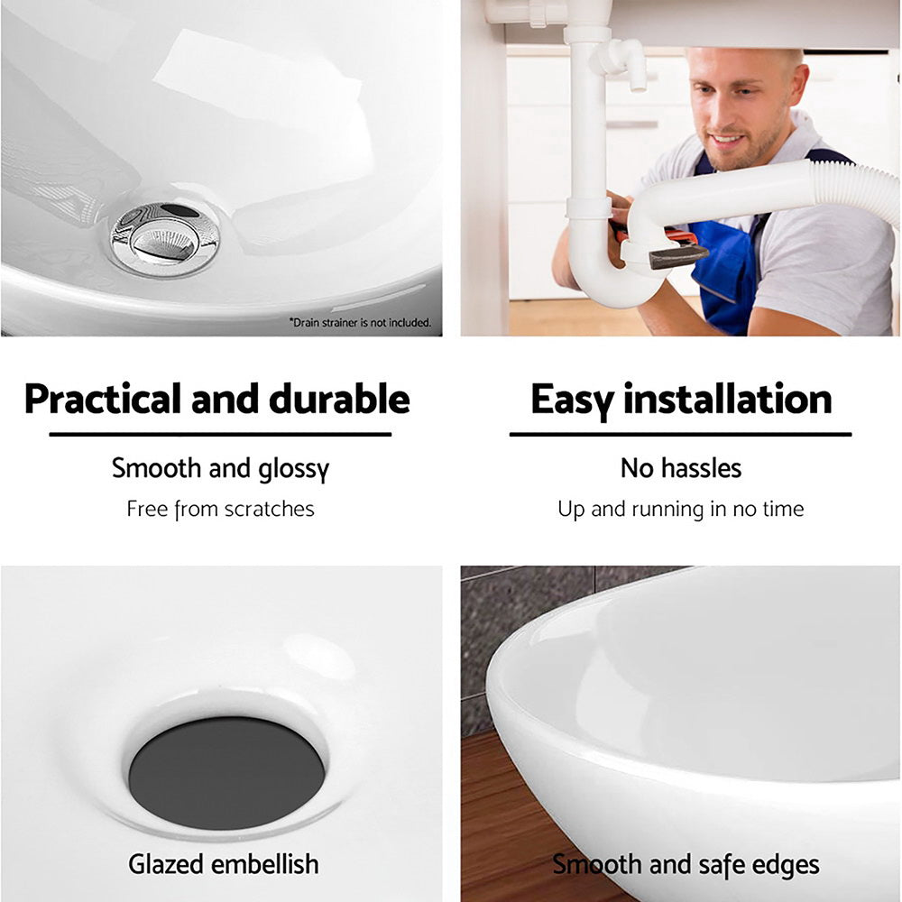 Marlook Bathroom Basin Ceramic Vanity Sink Hand Wash Bowl 41x34cm