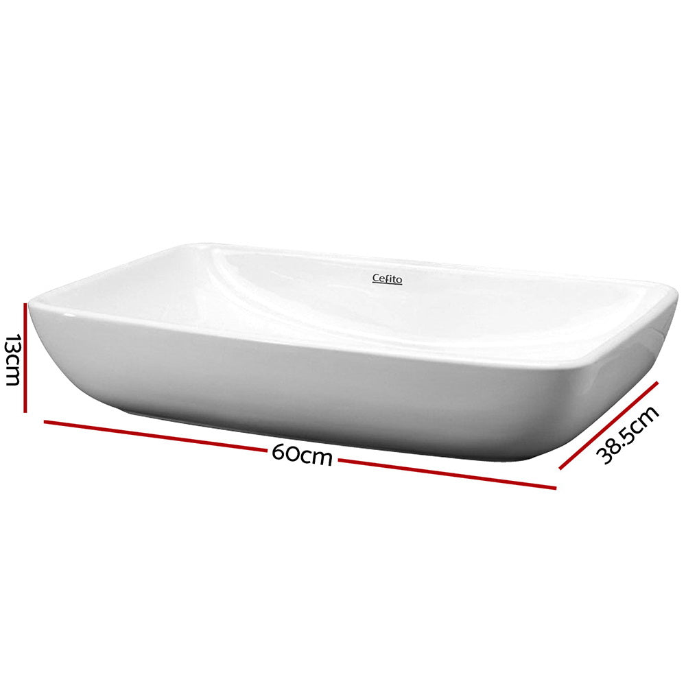 Marlook Bathroom Basin Ceramic Vanity Sink Hand Wash Bowl 60x38cm