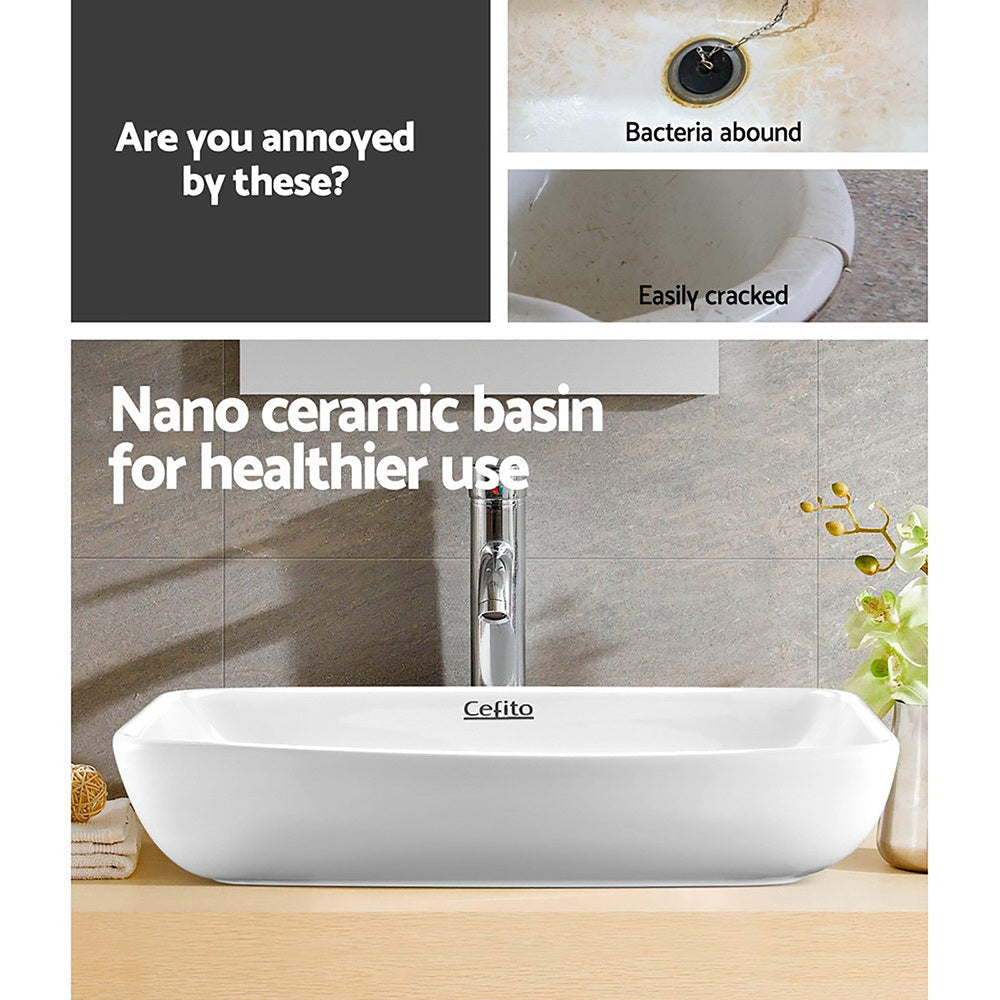 Marlook Bathroom Basin Ceramic Vanity Sink Hand Wash Bowl 60x38cm