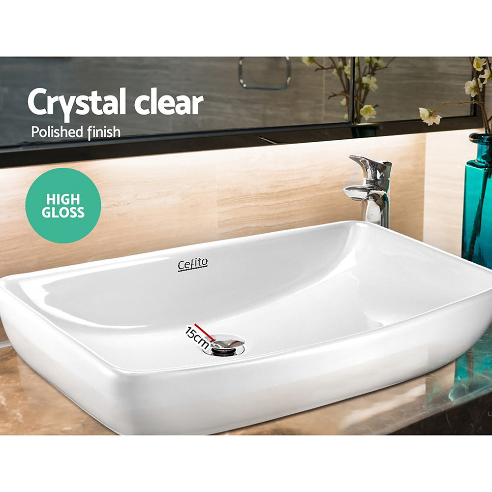 Marlook Bathroom Basin Ceramic Vanity Sink Hand Wash Bowl 60x38cm