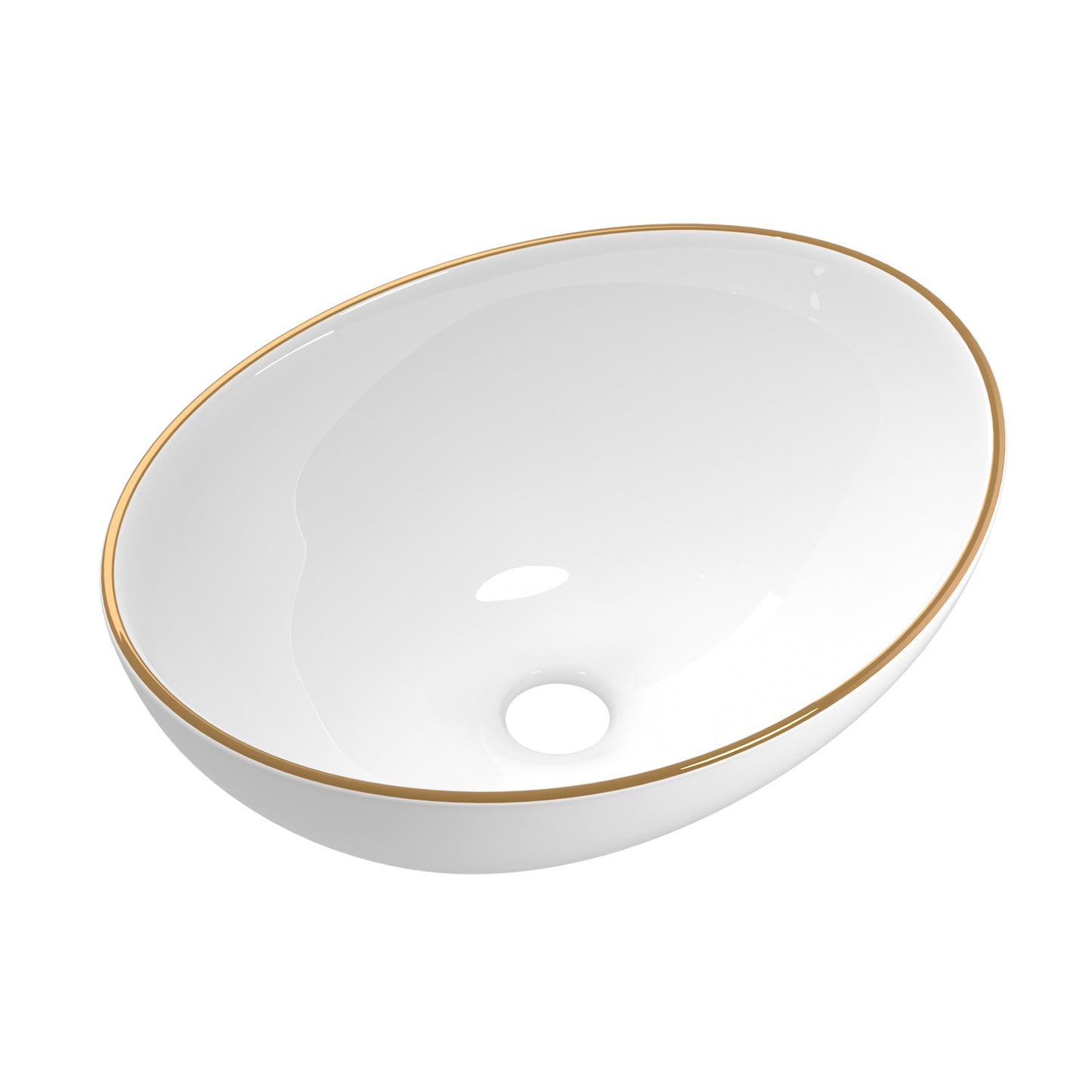 Marlook Bathroom Basin Ceramic Vanity Sink Hand Wash Bowl Gold Line 41x34cm