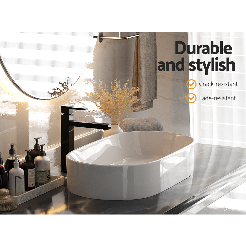 Marlook Bathroom Basin Ceramic Vanity Sink Hand Wash Bowl 52x31cm