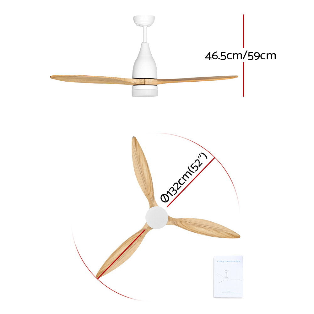 Marlook 52'' Ceiling Fan AC Motor w/Light w/Remote - Light Wood