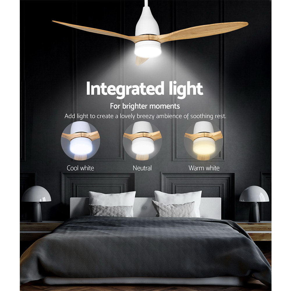 Marlook 52'' Ceiling Fan AC Motor w/Light w/Remote - Light Wood
