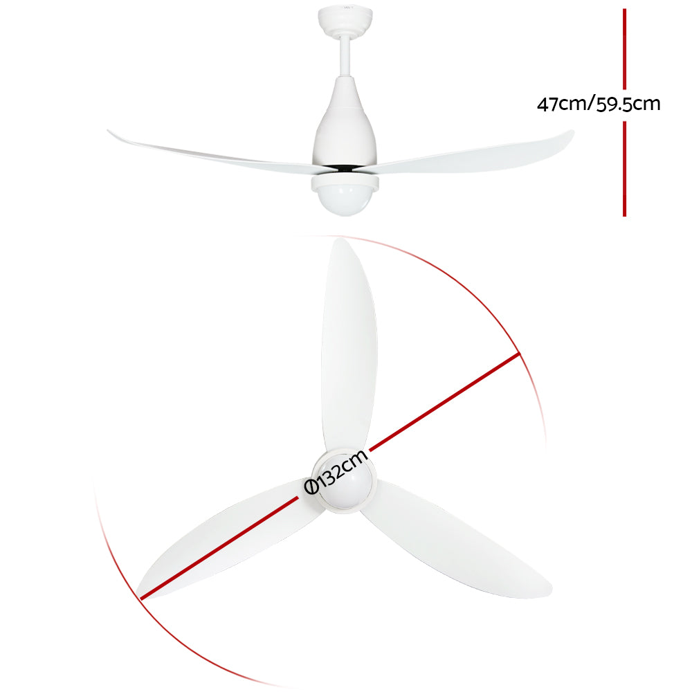 Marlook 52'' Ceiling Fan DC Motor LED Light Remote Control - White