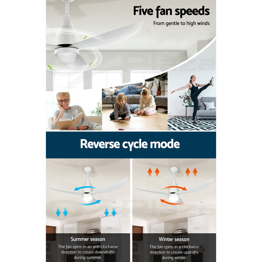 Marlook 52'' Ceiling Fan DC Motor LED Light Remote Control - White