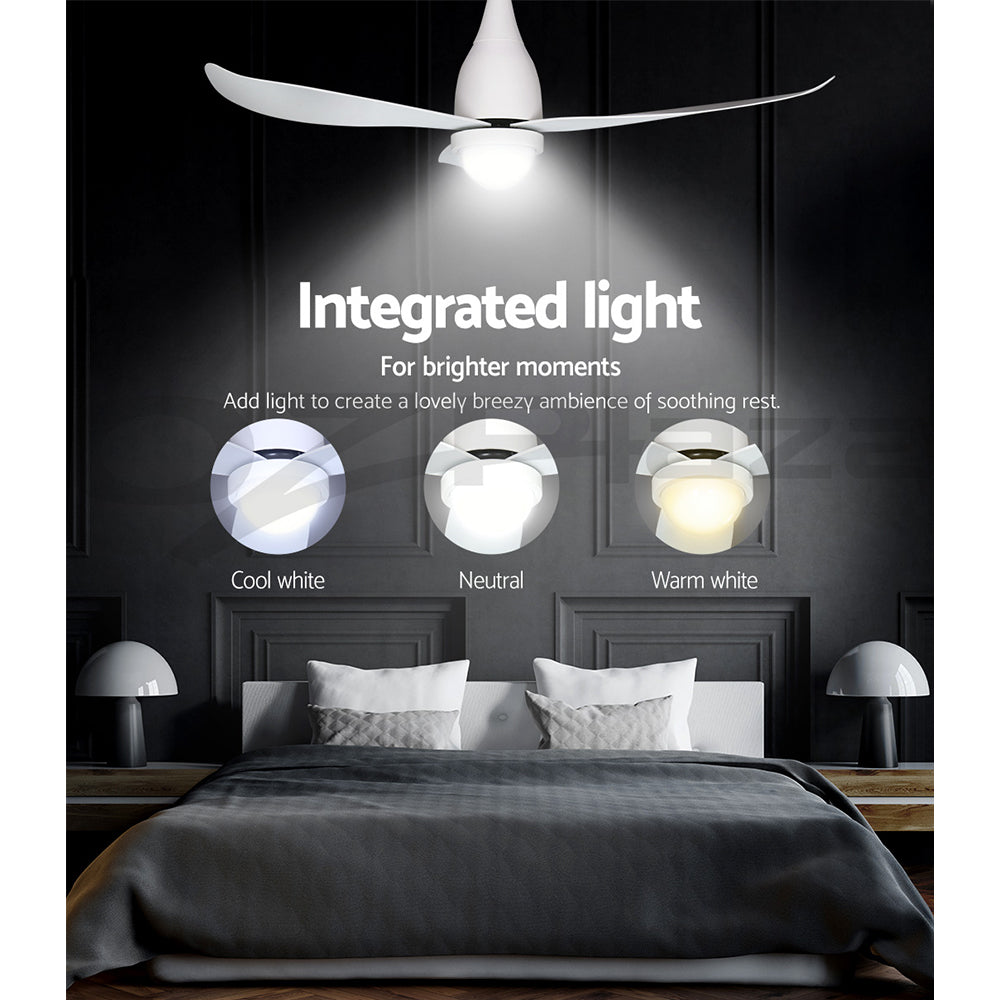 Marlook 52'' Ceiling Fan DC Motor LED Light Remote Control - White