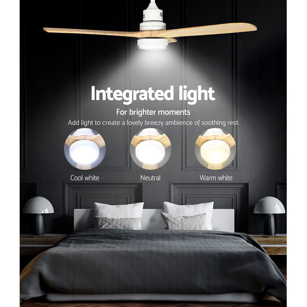 Marlook 52'' Ceiling Fan AC Motor LED Light Remote - Light Wood