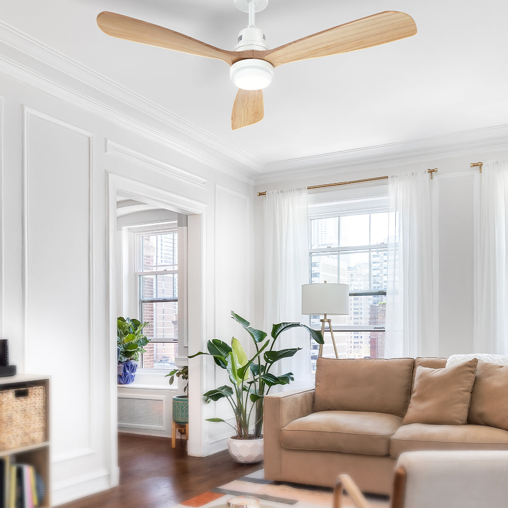 Marlook 52'' Ceiling Fan AC Motor LED Light Remote - Light Wood