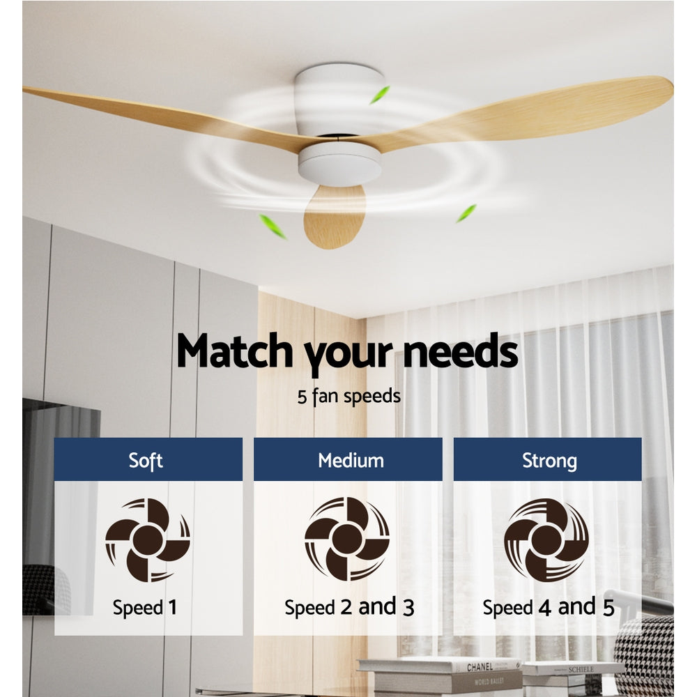 Marlook 52'' Ceiling Fan DC Motor w/Light w/Remote - Light Wood