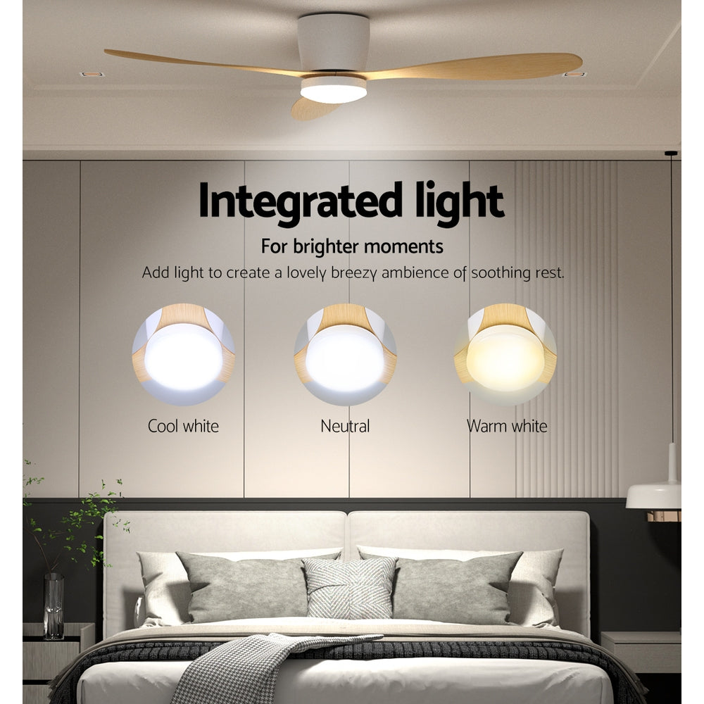 Marlook 52'' Ceiling Fan DC Motor w/Light w/Remote - Light Wood