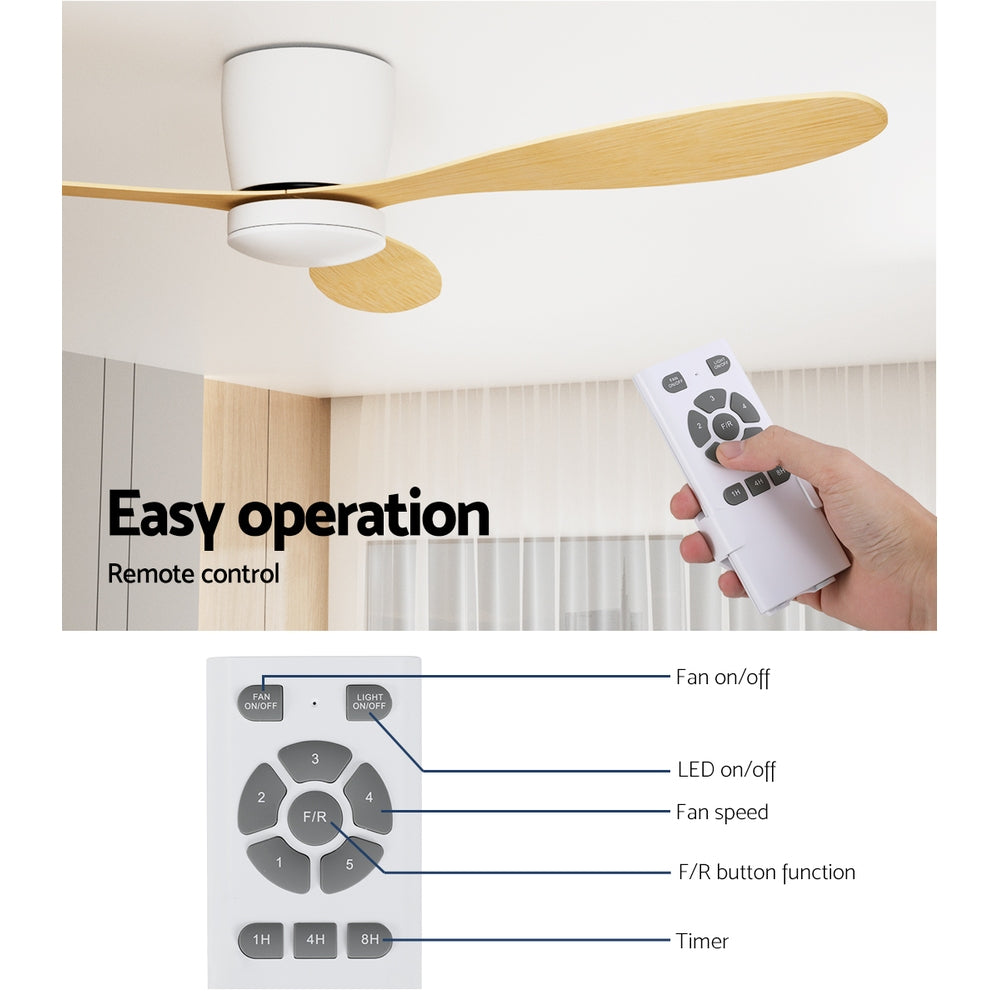 Marlook 52'' Ceiling Fan DC Motor w/Light w/Remote - Light Wood