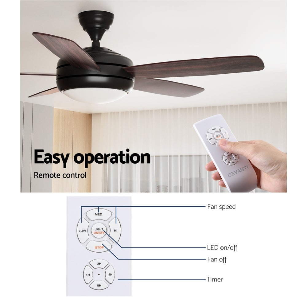 Marlook 52'' Ceiling Fan AC Motor 5 Blades w/Light - Dark Wood