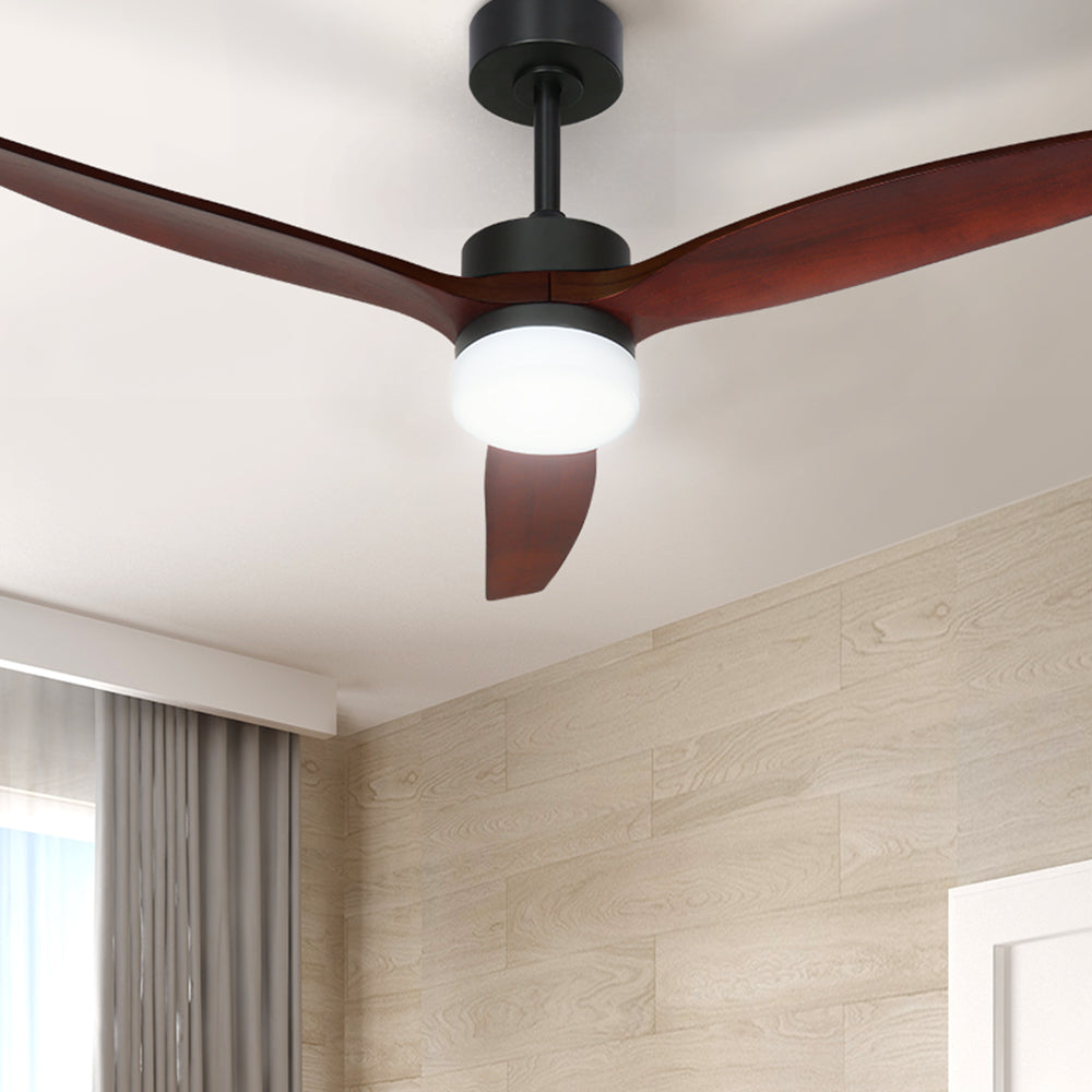 Marlook 52'' Ceiling Fan AC Motor 3 Blades w/Light - Dark Wood