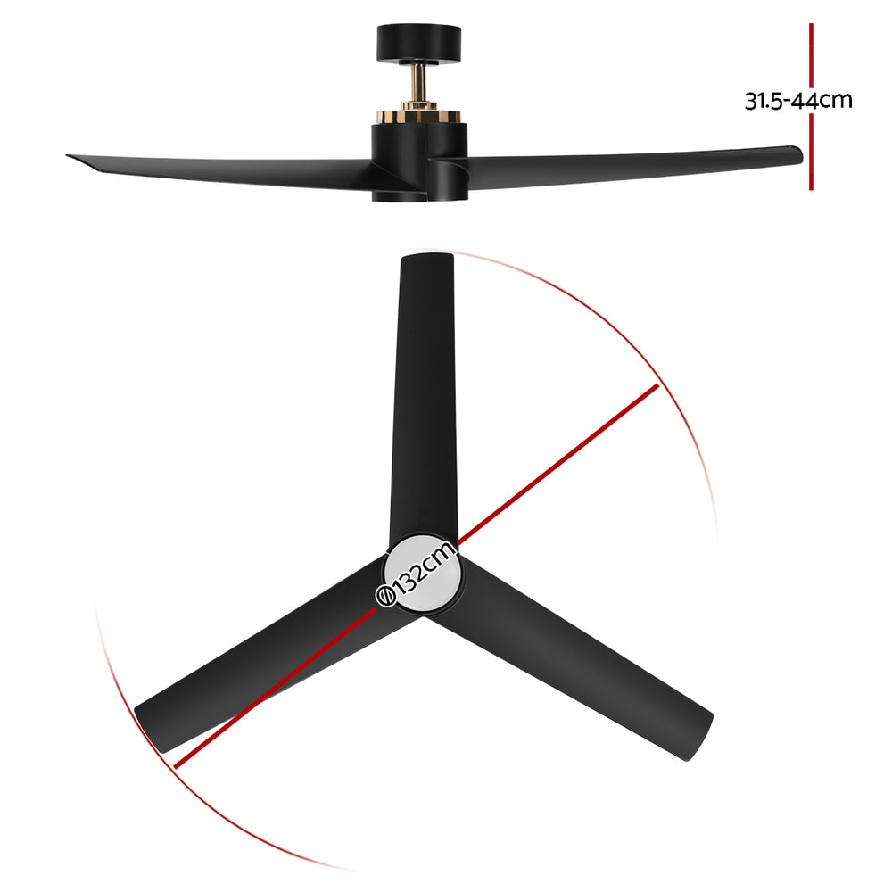 Marlook 52'' Ceiling Fan DC Motor w/Light w/Remote - Black