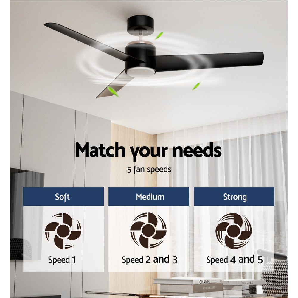 Marlook 52'' Ceiling Fan DC Motor w/Light w/Remote - Black