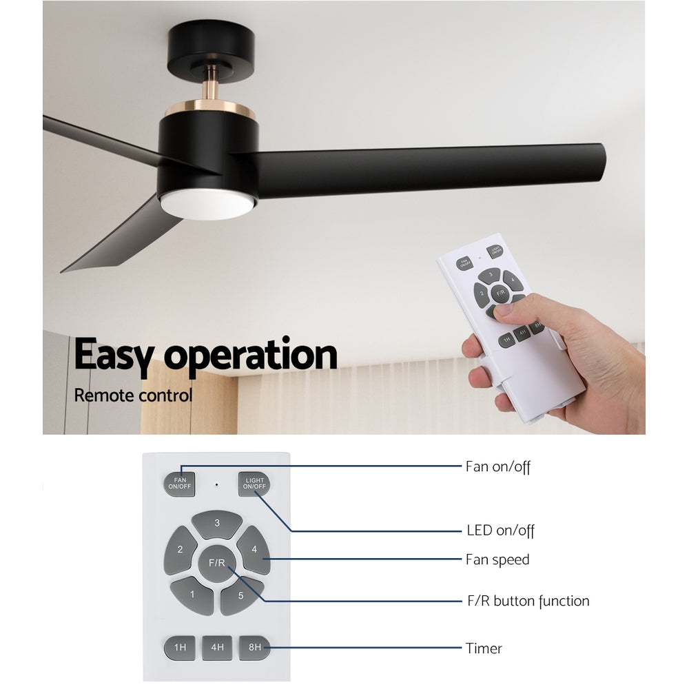 Marlook 52'' Ceiling Fan DC Motor w/Light w/Remote - Black