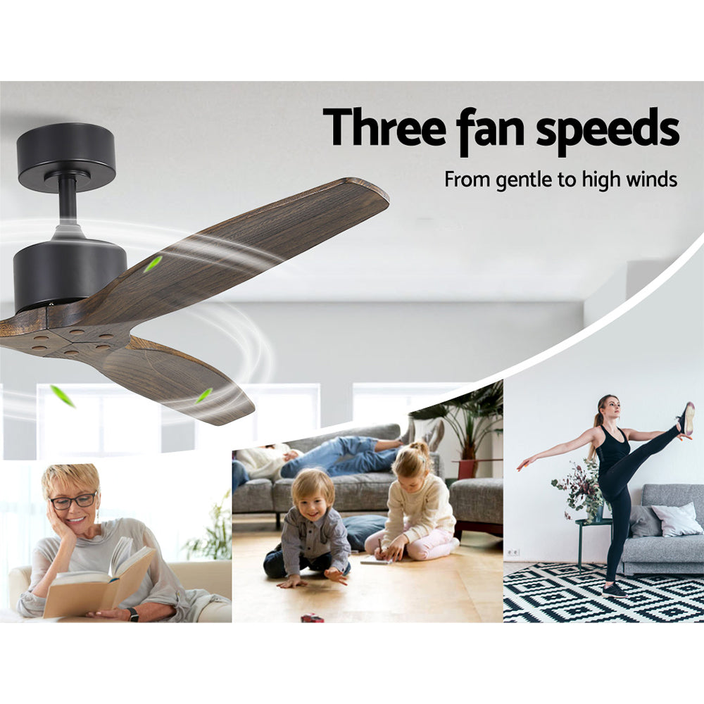 Marlook 52'' Ceiling Fan AC Motor 3 Blades w/Remote - Dark Wood