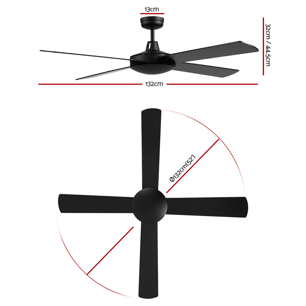 Marlook 52'' Ceiling Fan w/Remote - Black