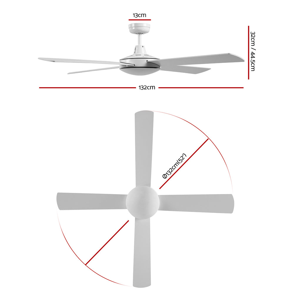 Marlook 52'' Ceiling Fan w/Remote - White