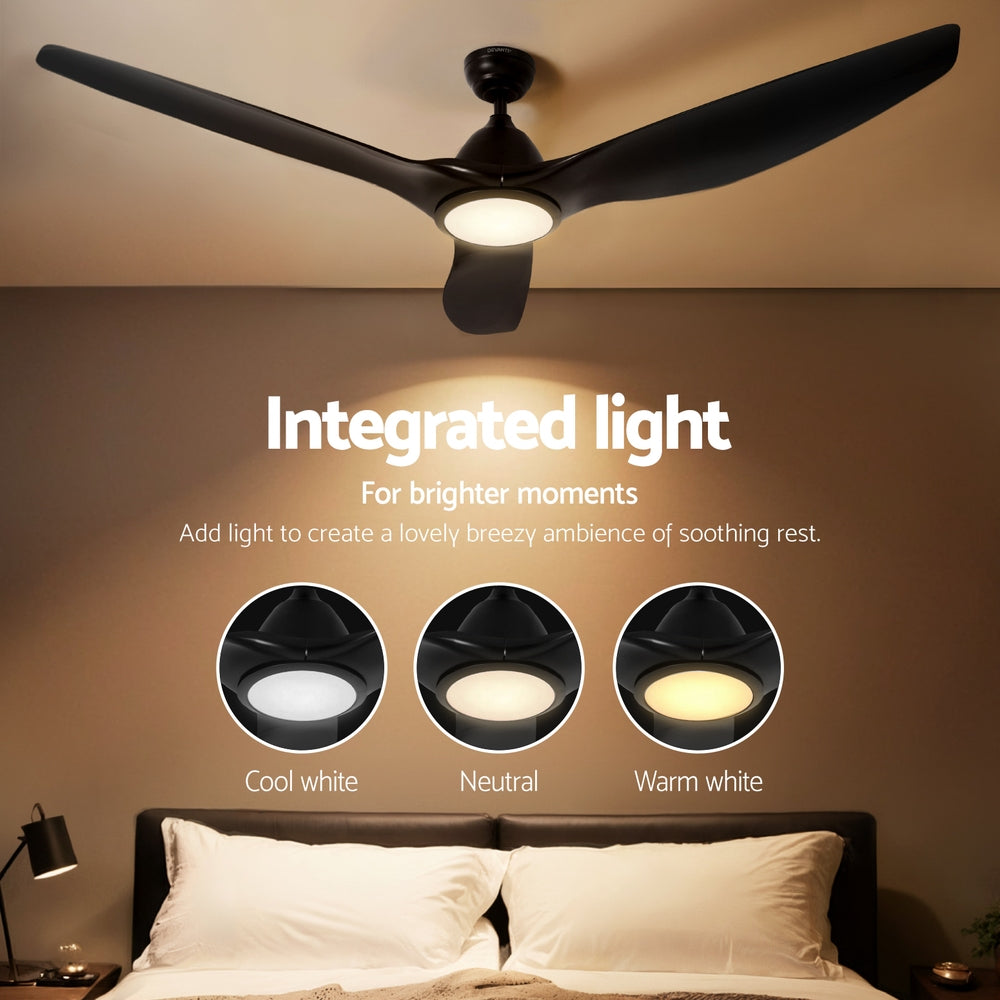 Marlook 64 Inch Ceiling Fan DC Motor w/Light w/Remote - Black