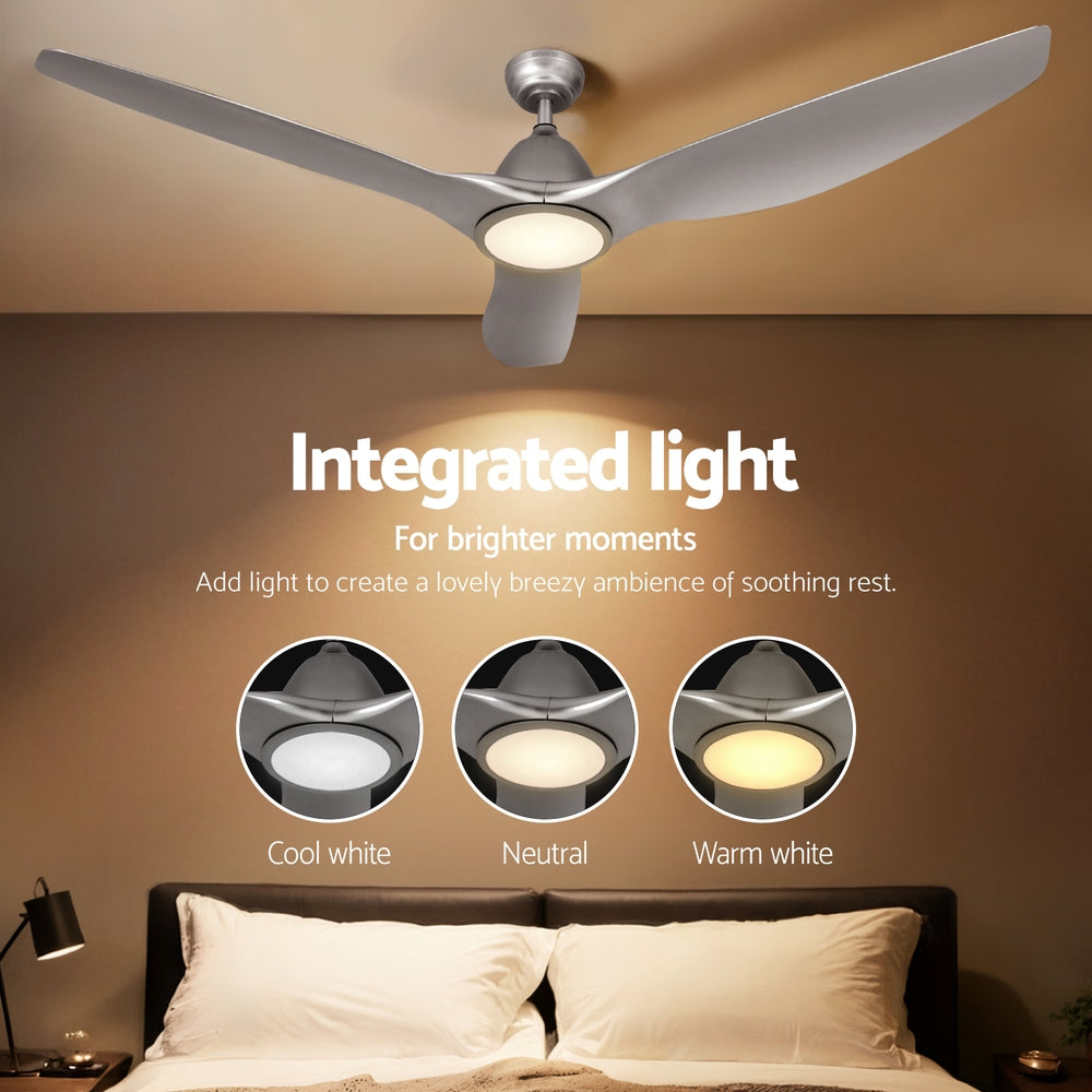 Marlook 64 Inch Ceiling Fan DC Motor w/Light w/Remote - Silver