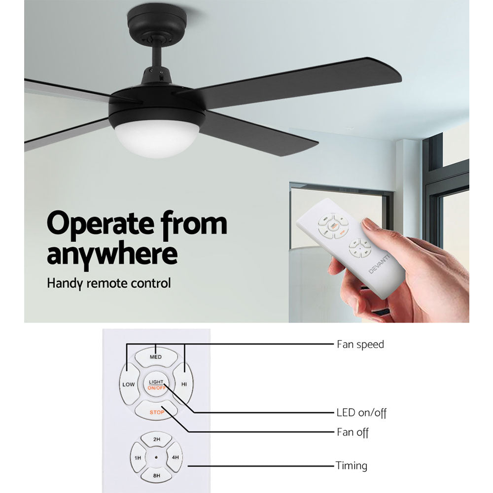 Marlook 52'' Ceiling Fan AC Motor w/Light w/Remote - Black