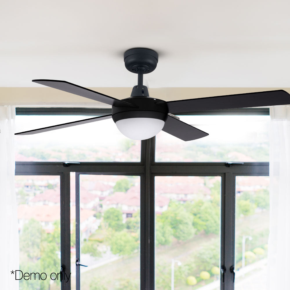 Marlook 52'' Ceiling Fan AC Motor w/Light w/Remote - Black