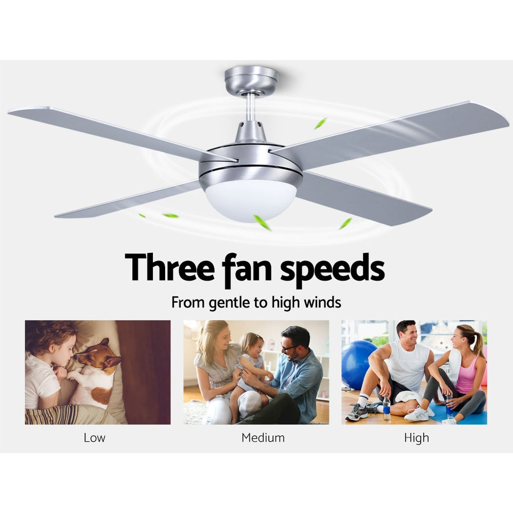 Marlook 52'' Ceiling Fan AC Motor w/Light w/Remote - Silver