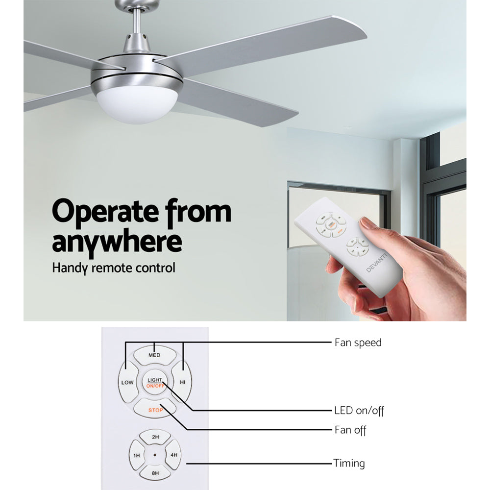 Marlook 52'' Ceiling Fan AC Motor w/Light w/Remote - Silver