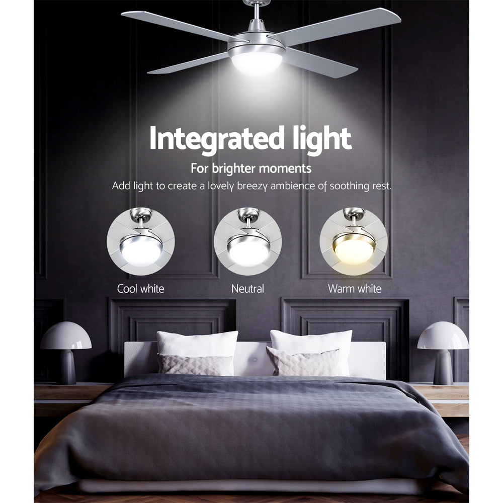 Marlook 52'' Ceiling Fan AC Motor w/Light w/Remote - Silver