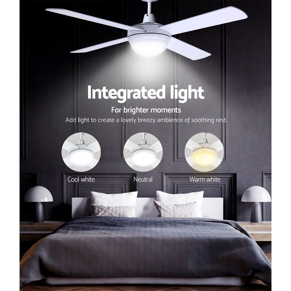 Marlook 52'' Ceiling Fan AC Motor w/Light w/Remote - White