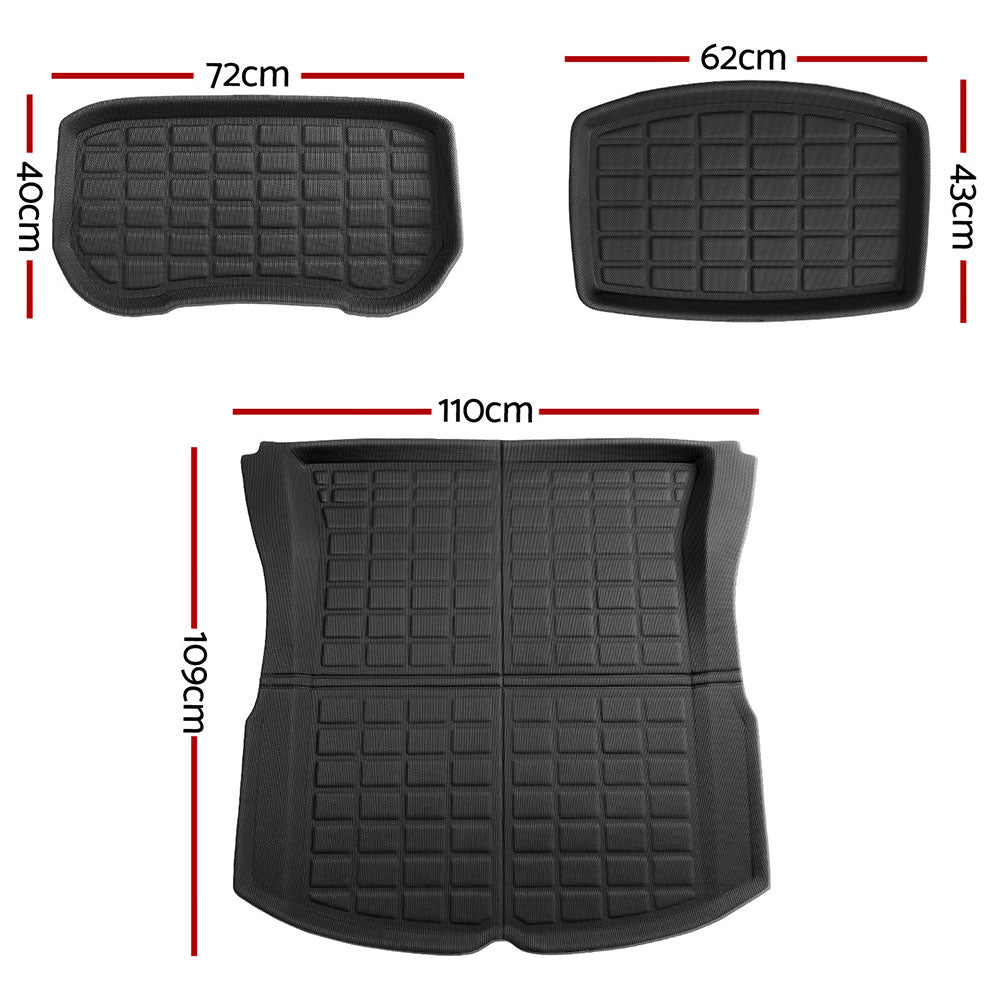 NEW Tesla Model 3 Highland 2024 Boot Liner Rear Frunk Cargo Trunk Mats Marlook