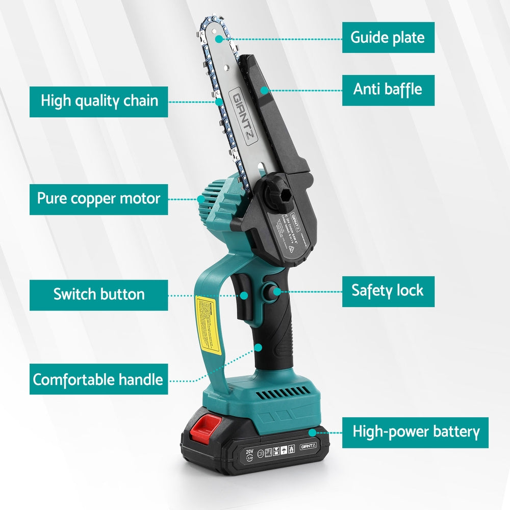 Marlook 6" Mini Cordless Electric Chainsaw Rechargeable Wood Cutter