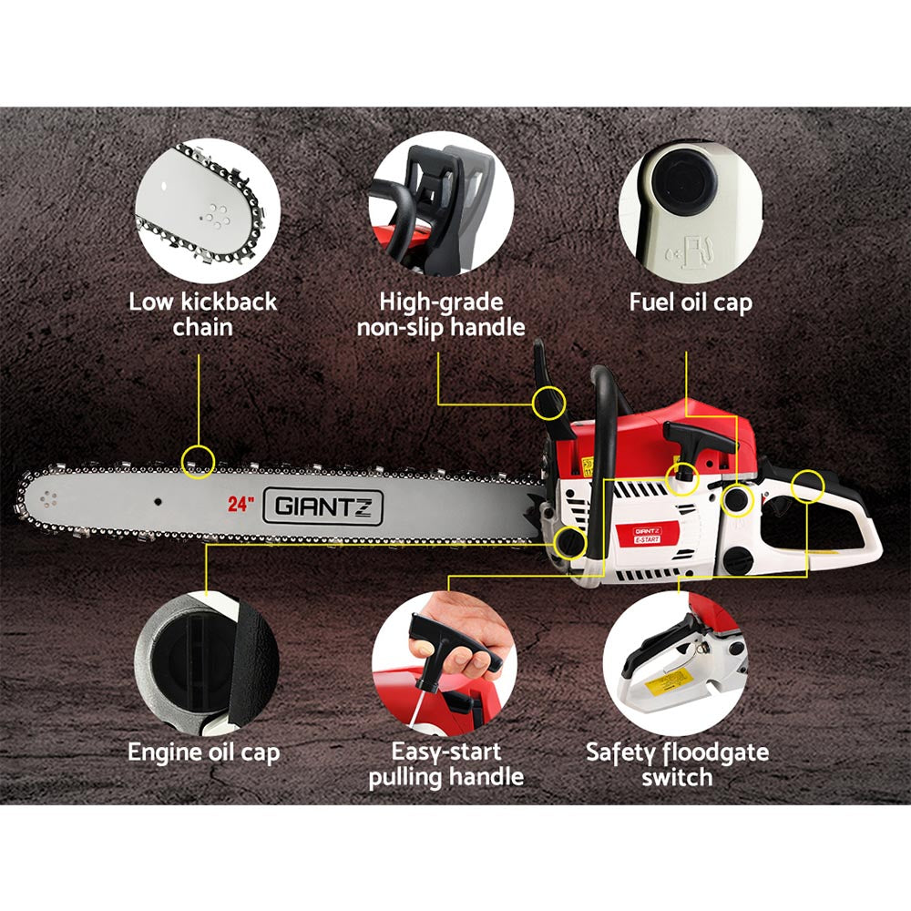 Marlook Chainsaw Petrol 62CC 24" Bar Commercial E-Start Pruning Chain Saw,Marlook Chainsaw Petrol 62CC 24" Bar Commercial E-Start Pruning Chain Saw 5.2HP