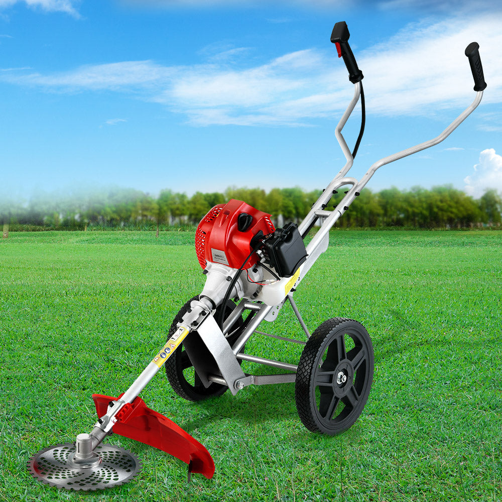 Marlook 62cc Petrol Brush Cutter Whipper Saw Trimmer 2 Stroke 3-in-1 Wheel